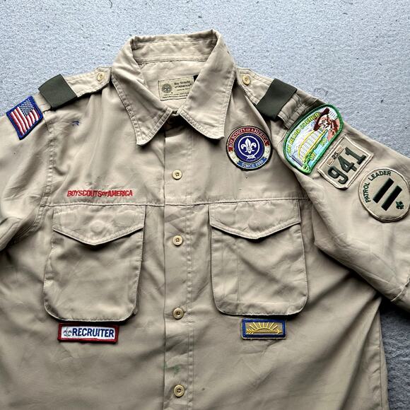 Boy Scouts of America BSA Uniform Shirt Mens Small 941 Recruiter Patches - Picture 8 of 13